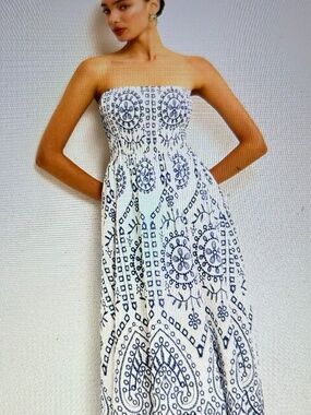 NWT Commense Strapless Smocked Top Dessert Midi Size S